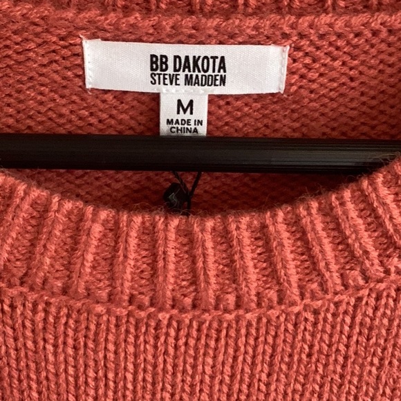 NWT BB DAKOTA X STEVE MADDEN PERSIMMON PINK BUBBLE SLEEVE SWEATER M - Picture 5 of 10
